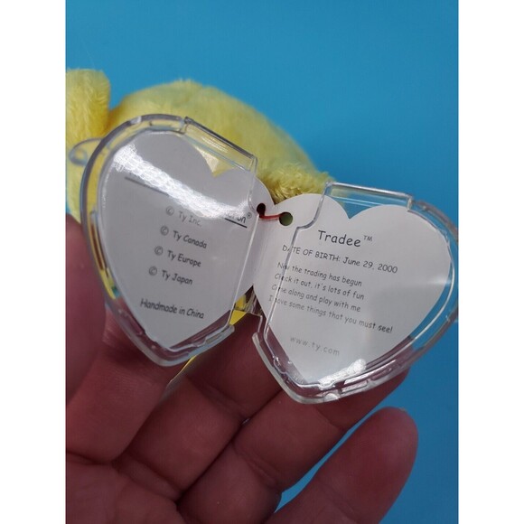 TY Beanie Baby TRADEE Bear Internet Exclusive Beanbag Plush Stuffed Teddy Yellow - Picture 5 of 10